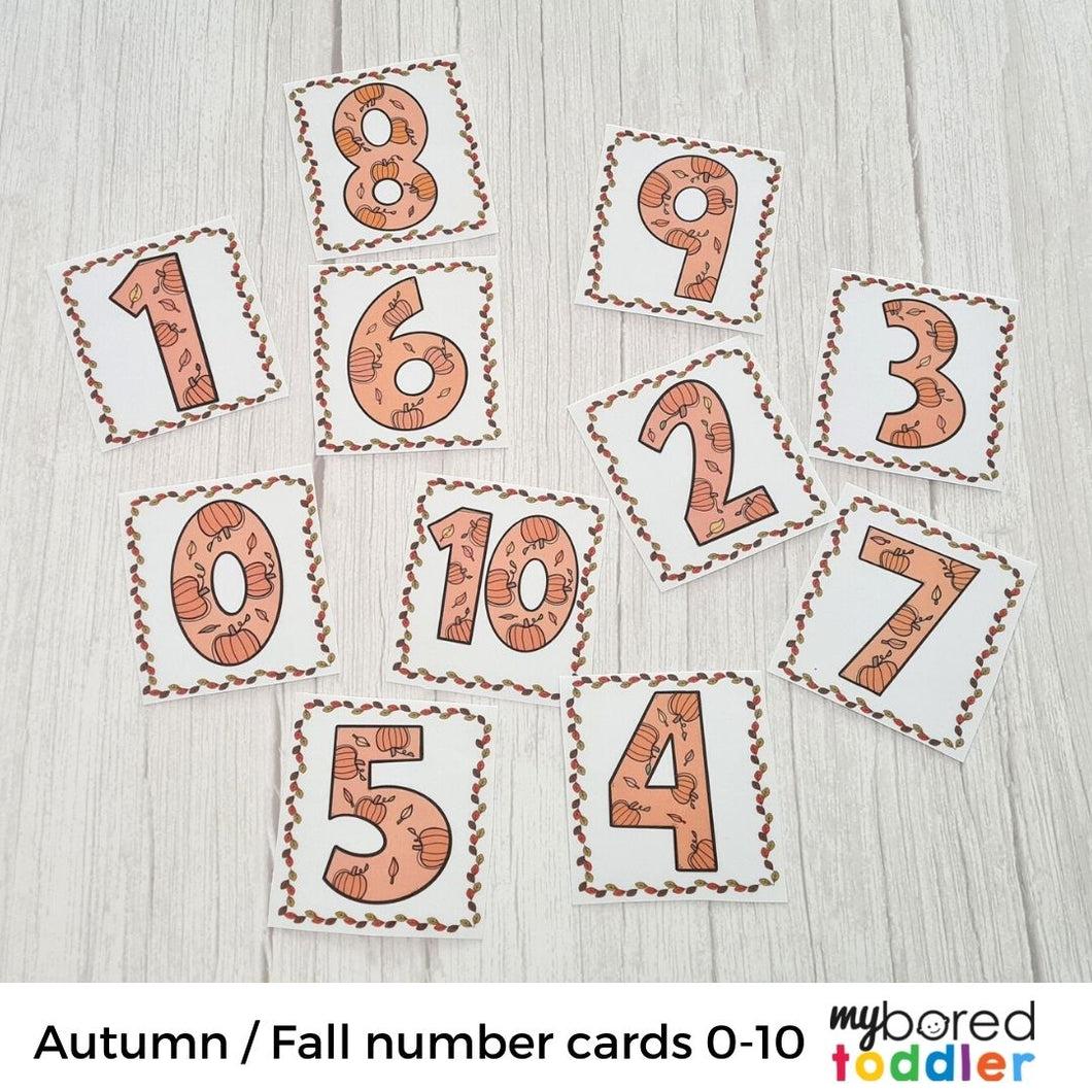Autumn / Fall Number Flashcards 0 - 10