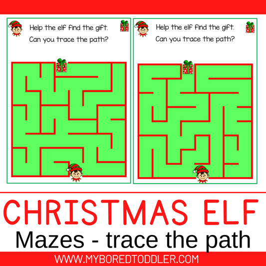 CHRISTMAS ELF MAZE TRACING CARDS