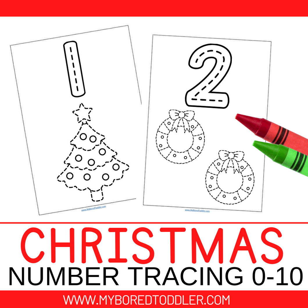 Christmas Number Tracing Sheets 0-10 Black and White