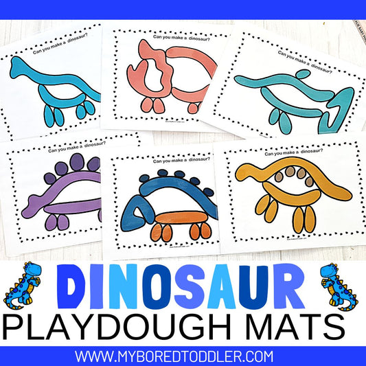 Dinosaur Playdough Mats Color & Black and White