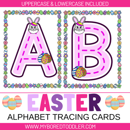 Easter Alphabet Tracing Cards - Bunny Design Lowercase & Uppercase