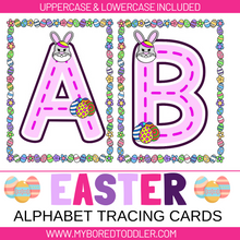 Load image into Gallery viewer, Easter Alphabet Tracing Cards - Bunny Design Lowercase &amp; Uppercase
