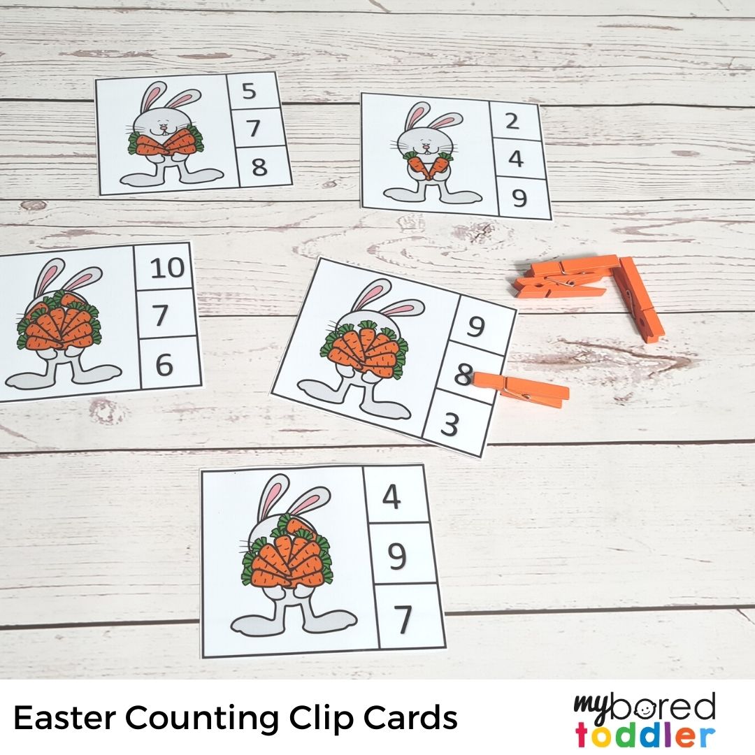 Easter Bunny Counting Clip Cards (zero to ten)