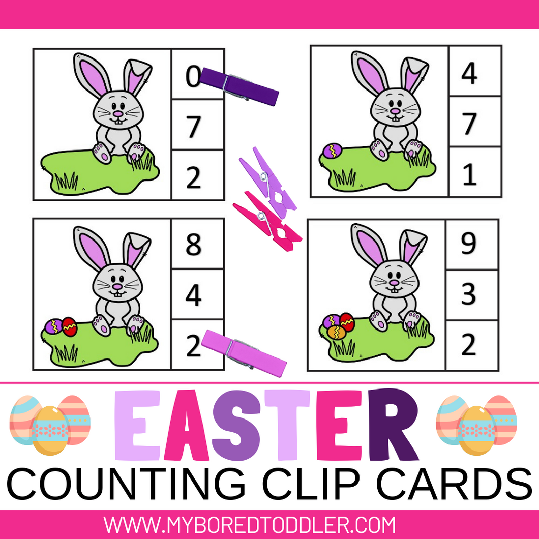 Easter Counting Clip Cards - Bunnies and Eggs