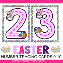 Load image into Gallery viewer, Easter Number Tracing Cards - Bunny Design 0-10

