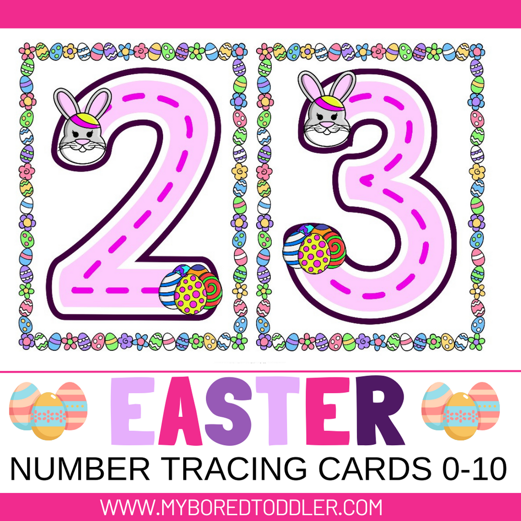 Easter Number Tracing Cards - Bunny Design 0-10