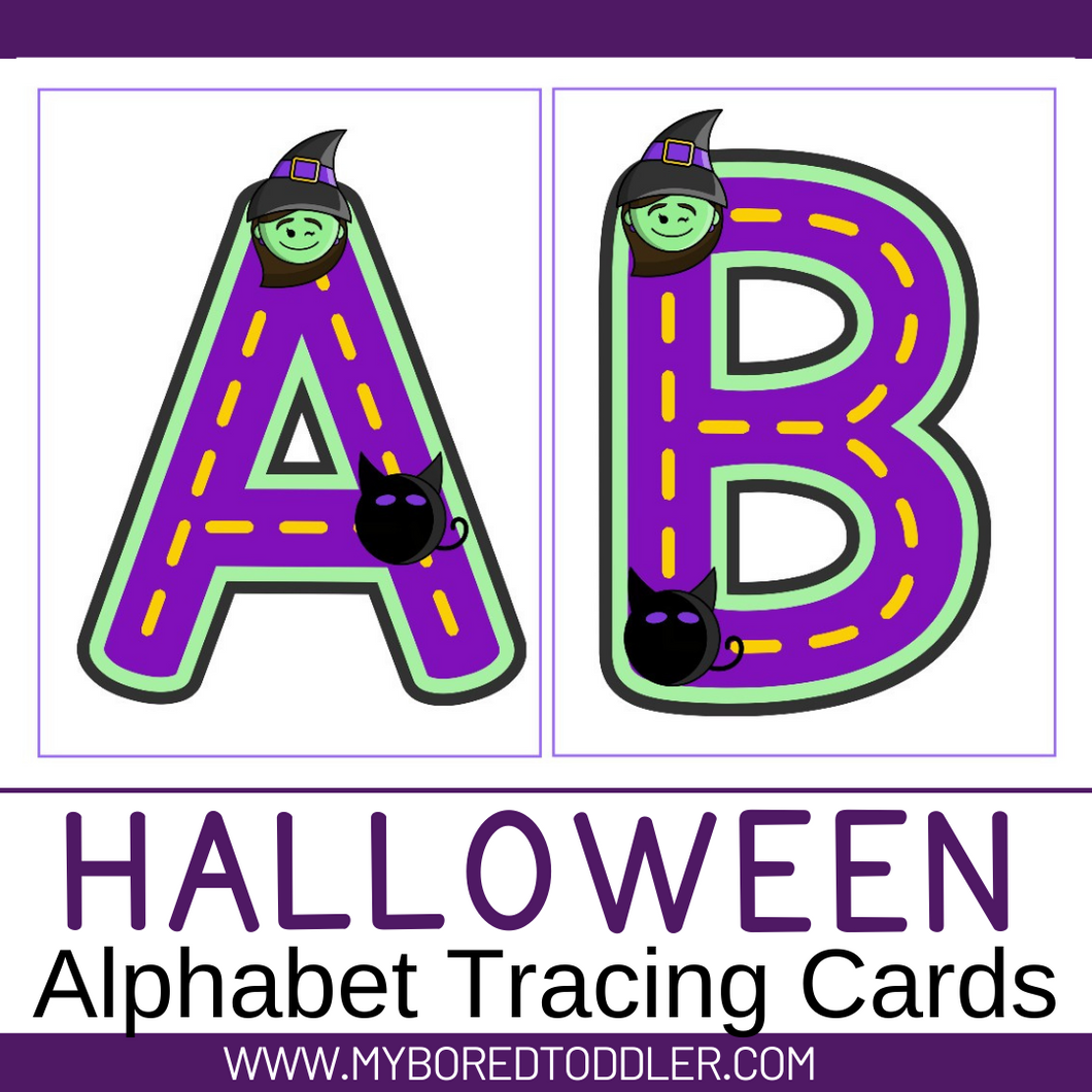 Halloween Alphabet Tracing Cards - Uppercase Large Size