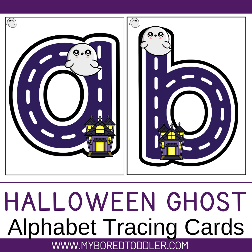 Halloween Ghost Alphabet Tracing Cards - Lowercase & Uppercase