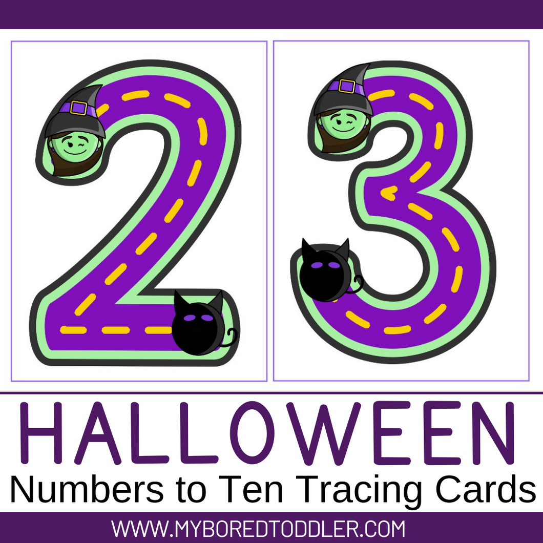 Halloween Tracing Cards Numbers 0 - 10 - large size