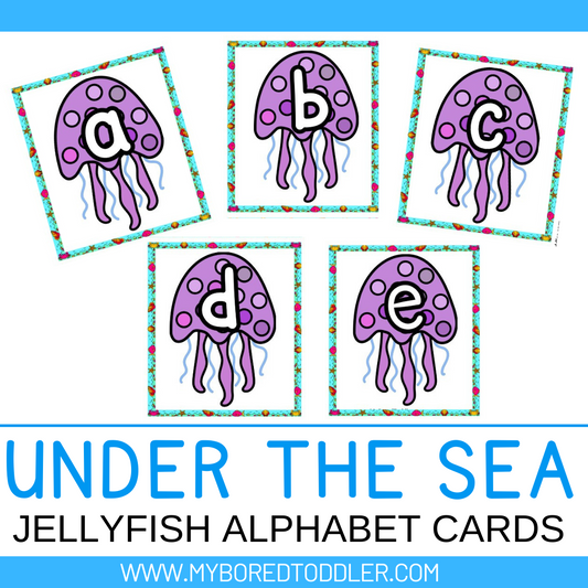 Under the Sea / Ocean Jellyfish Alphabet Flash Cards Uppercase & Lowercase