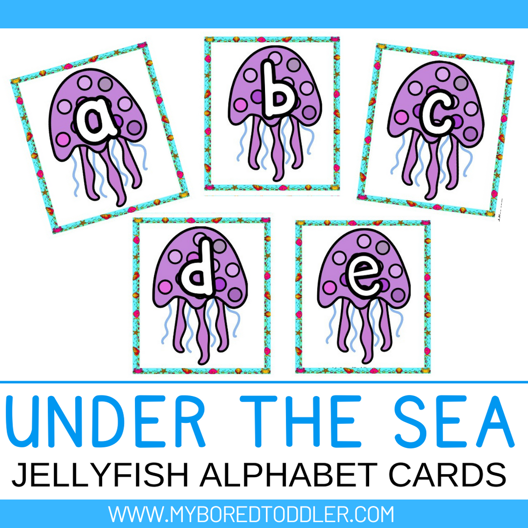 Under the Sea / Ocean Jellyfish Alphabet Flash Cards Uppercase & Lowercase