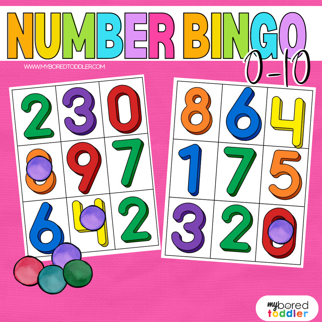 Numbers to Ten Bingo Game Cards