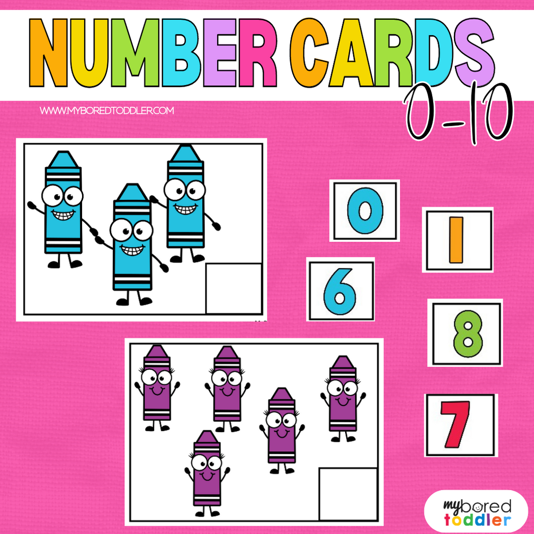 Number Counting Cards - Crayons - 0-10