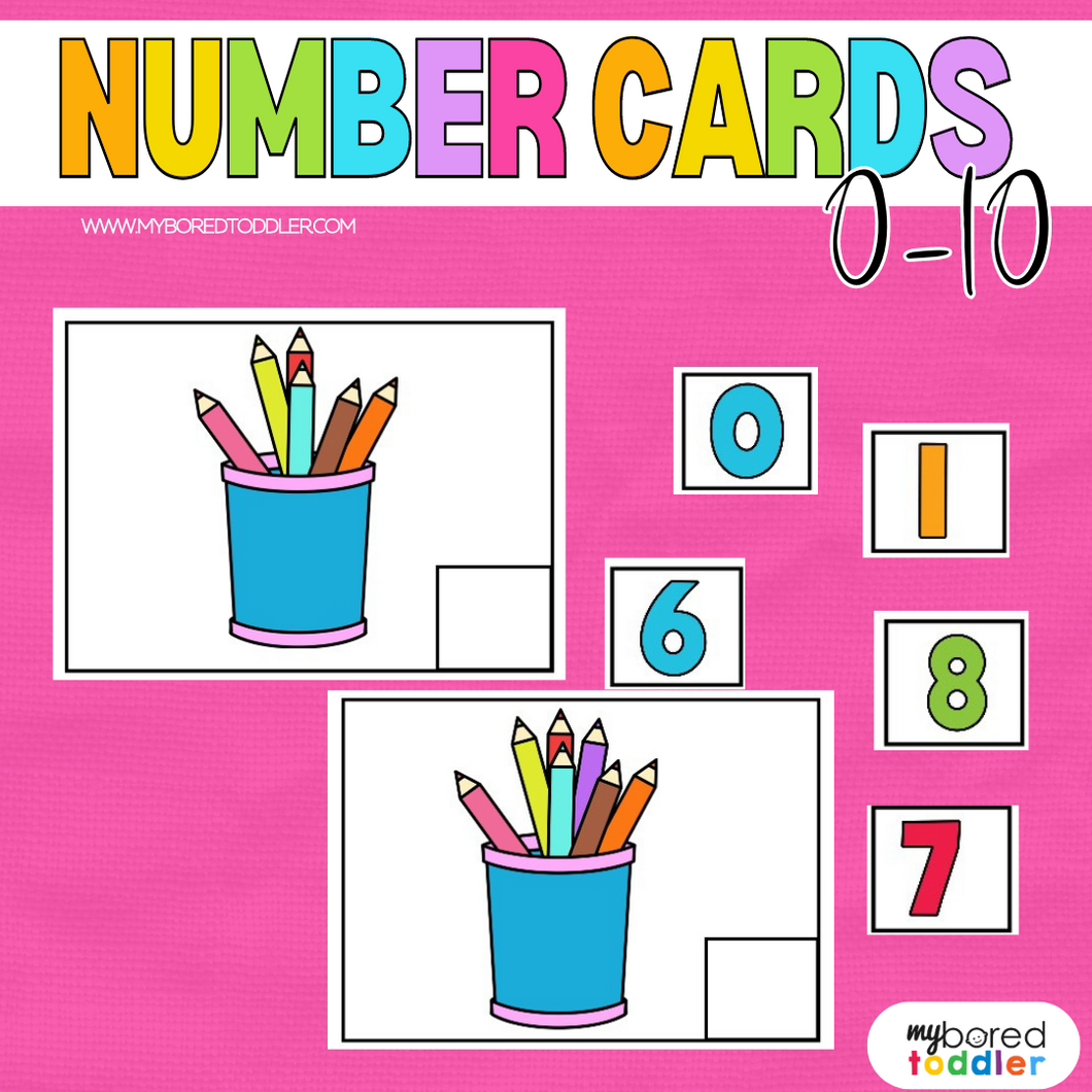 Number Counting Cards 0-10 Pencils