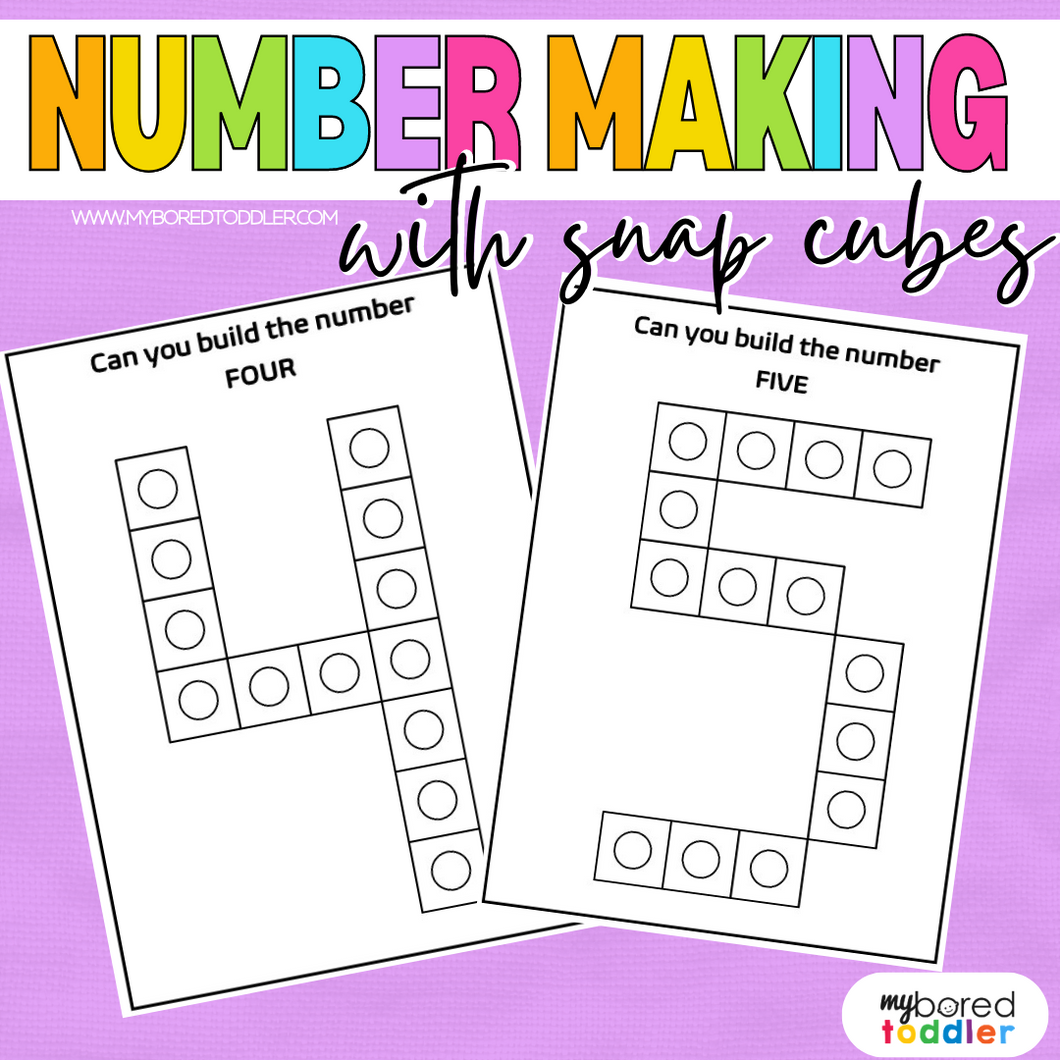 Number Building Task Cards 0-10 Snap Cubes Black and White