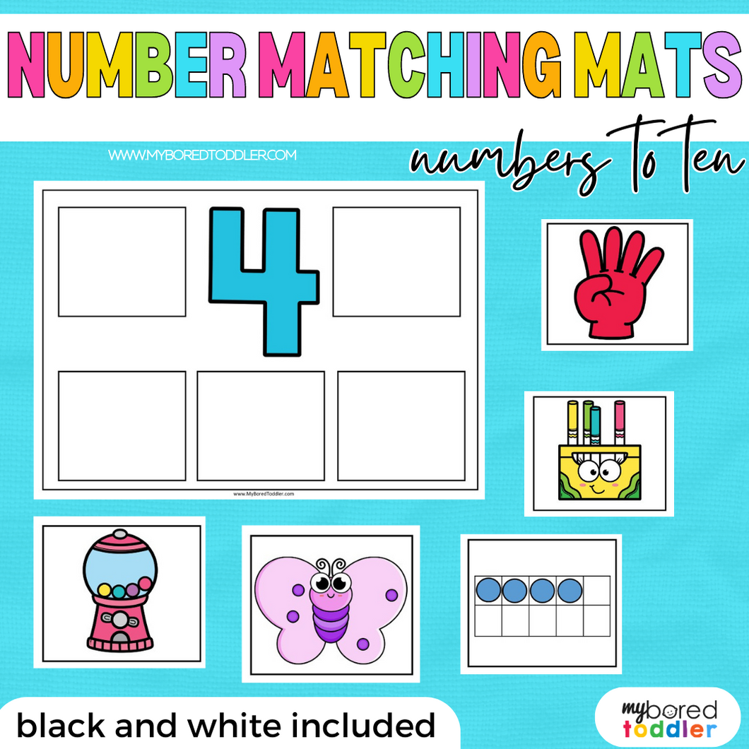 Number Matching Mats - Color & Black and White