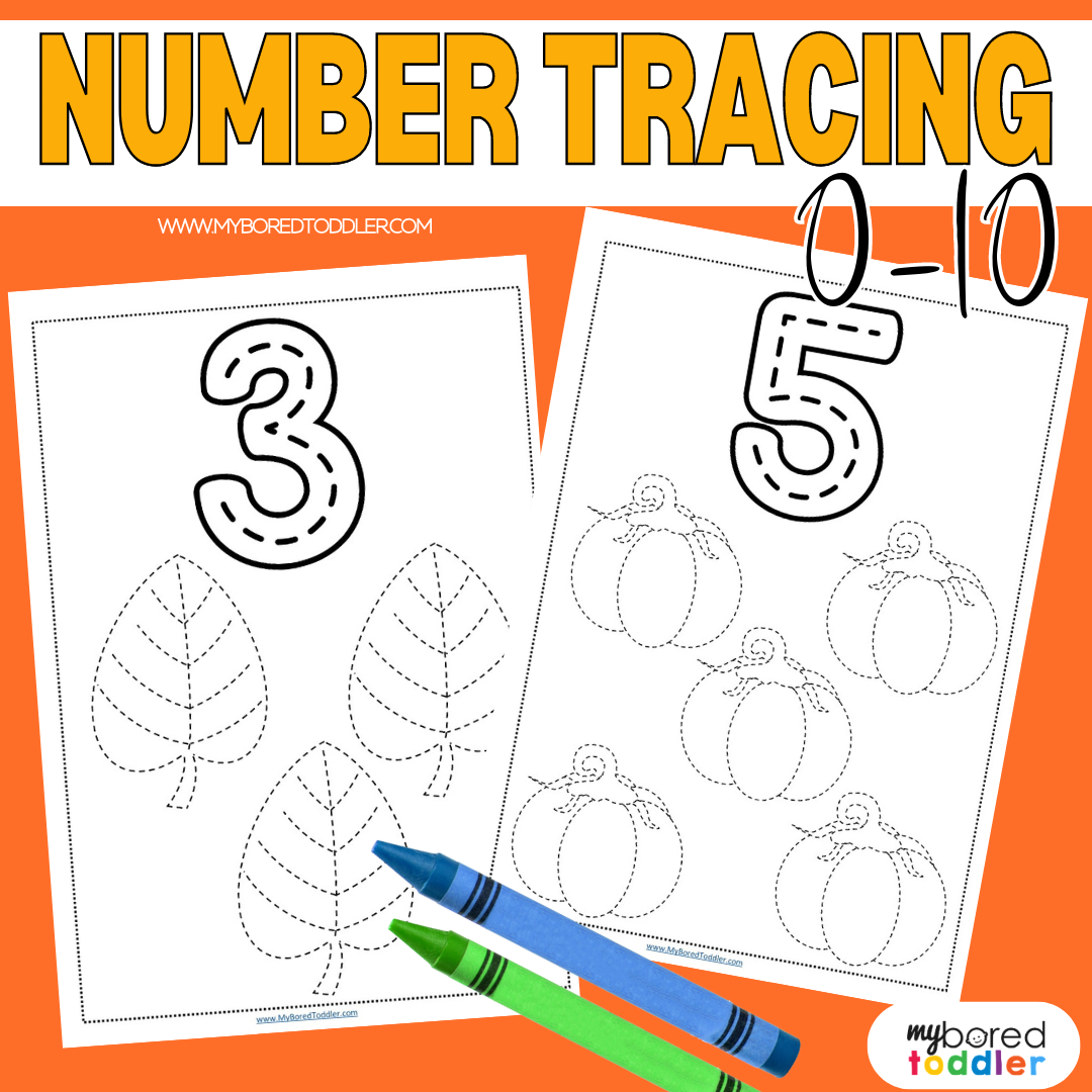 Autumn / Fall Number Tracing Sheets 0-10 Full Page Black and White – My ...