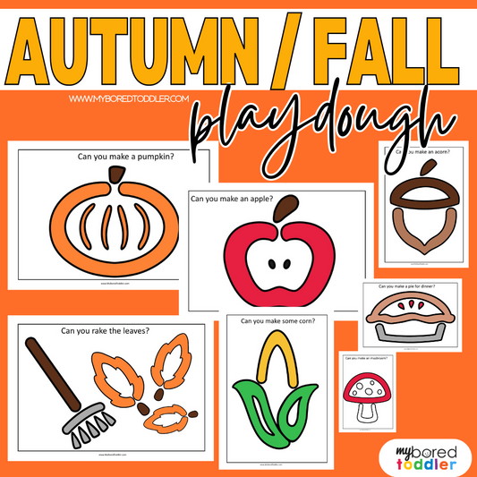 Autumn / Fall Playdough Mats Color & Black & White