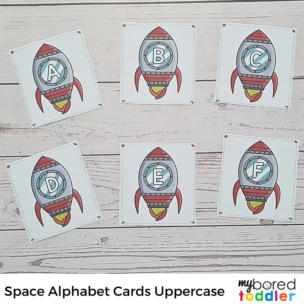 Space Alphabet Flashcards Uppercase - Rocket Theme