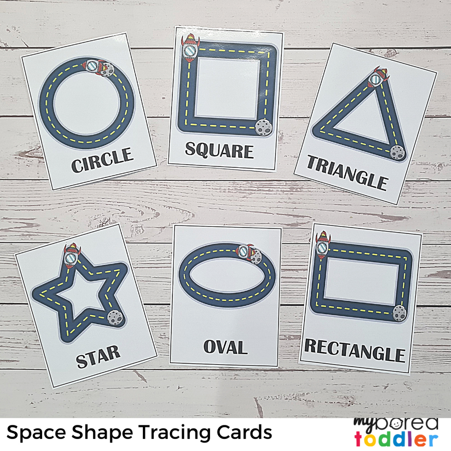 Space Shape Tracing Cards – My Bored Toddler