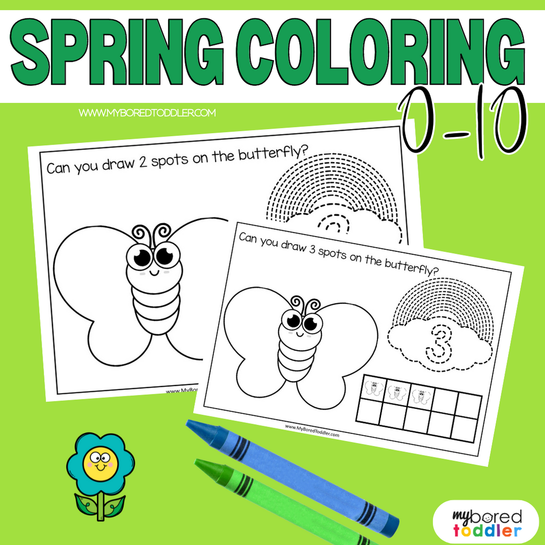 Spring Butterflies Color, Trace & Count - Numbers 0-10