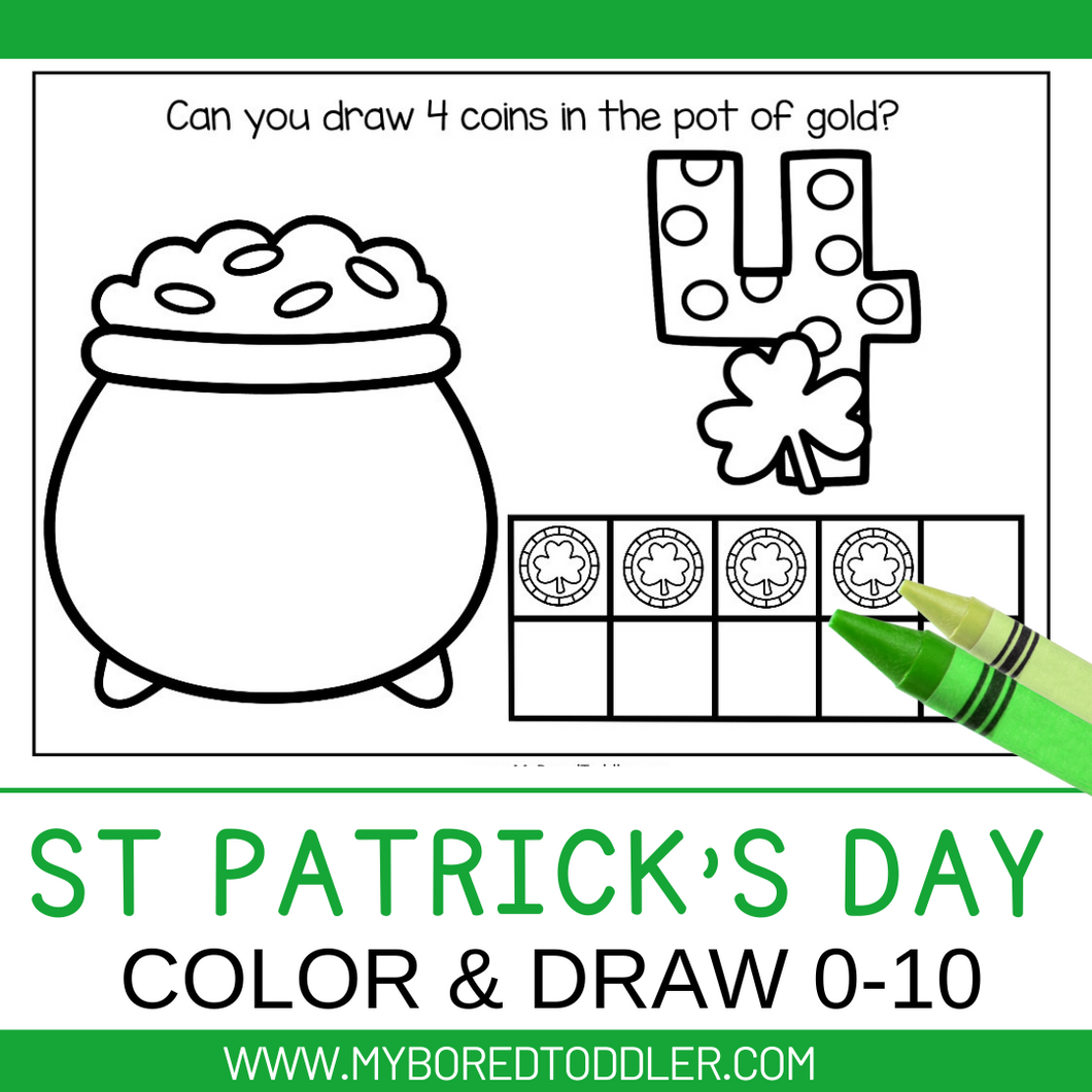 St Patrick's  Day Color & Draw 0-10 Sheets