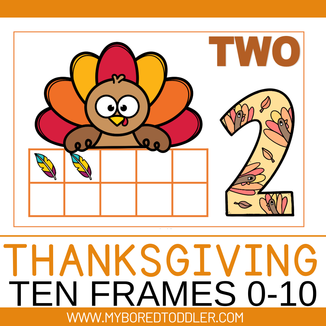 Thanksgiving Turkey Ten Frame Counting Mats 0 - 10