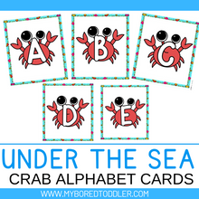 Load image into Gallery viewer, Under the Sea / Ocean Crab Alphabet Flashcards - Uppercase &amp; Lowercase
