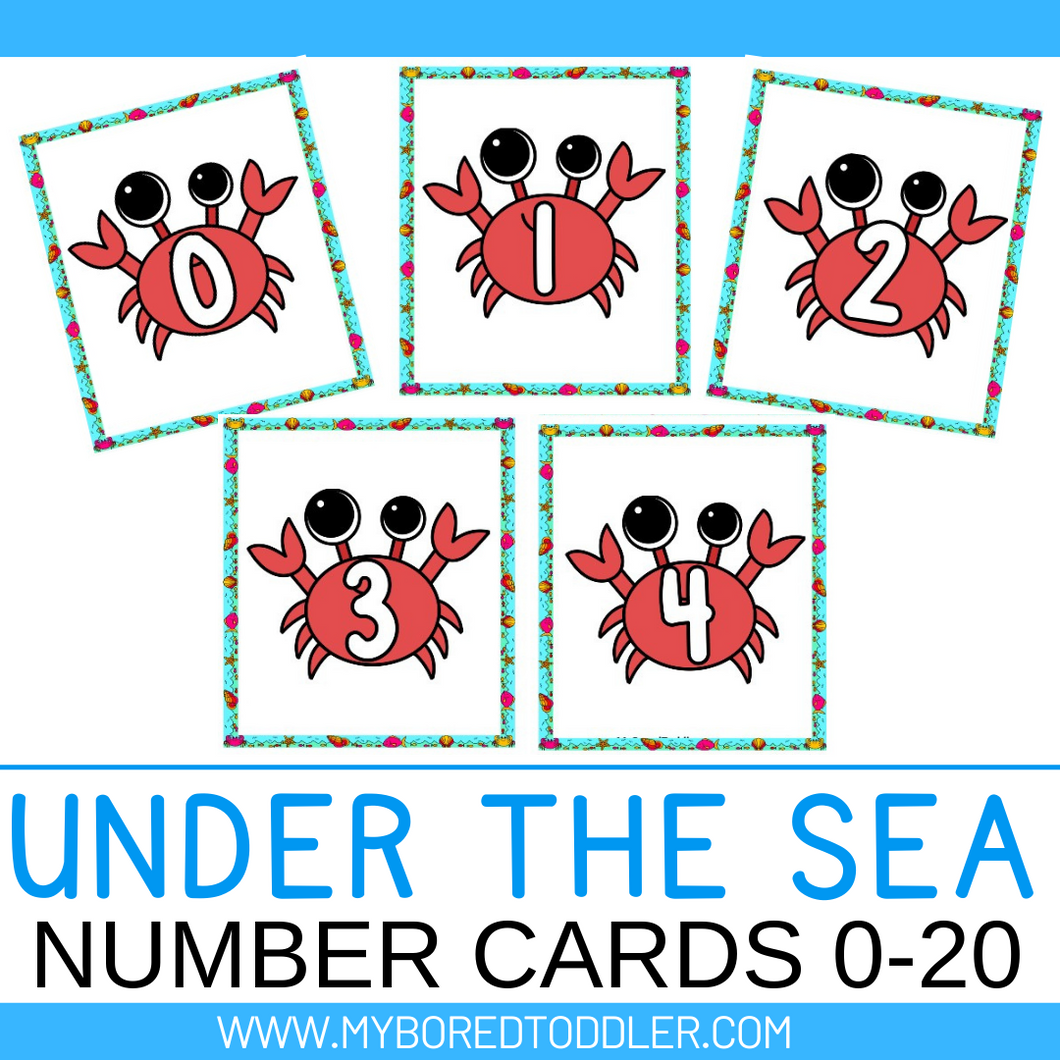 Under the Sea/ Ocean - Crab Number Flashcard 0-20