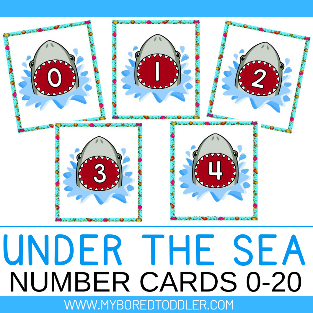 Under the Sea / Ocean Shark Number Flashcards 0-20