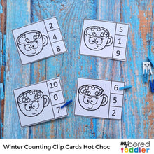Load image into Gallery viewer, Winter Counting Clip Cards 0 -10   - Hot Chocolate - Color &amp; Black and White
