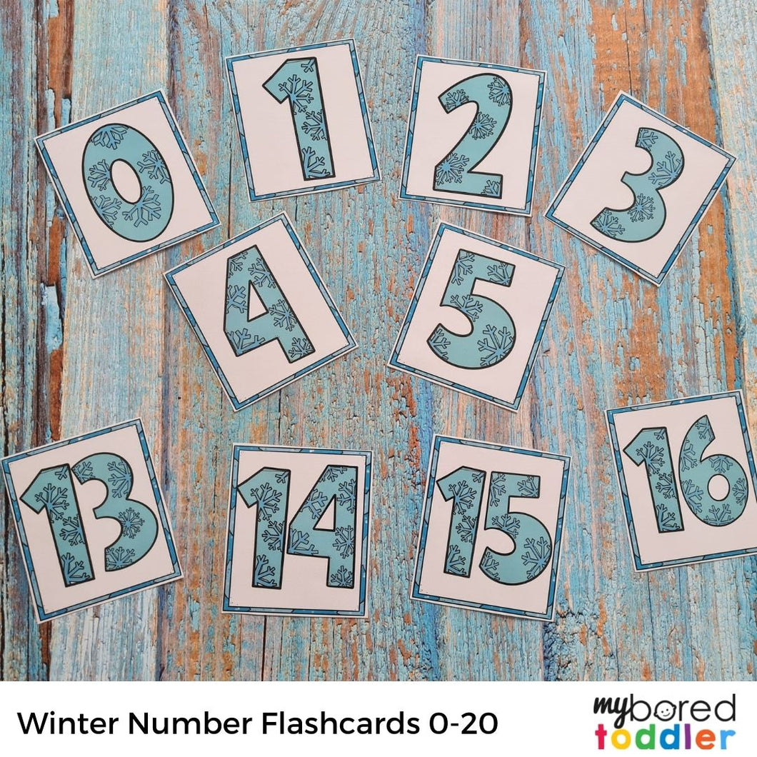 Winter Number Flashcards 0 - 20