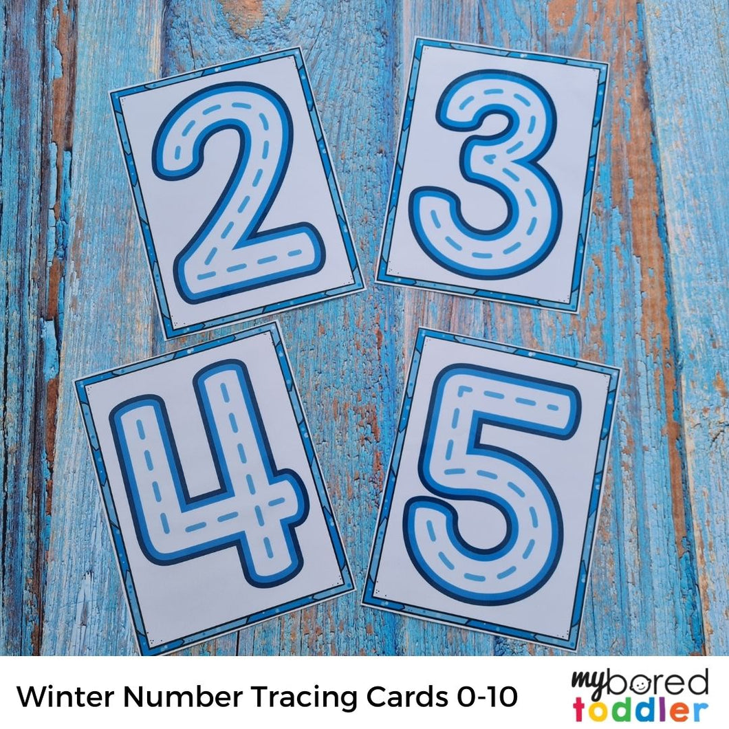 Winter Number Tracing Cards 0 - 1-