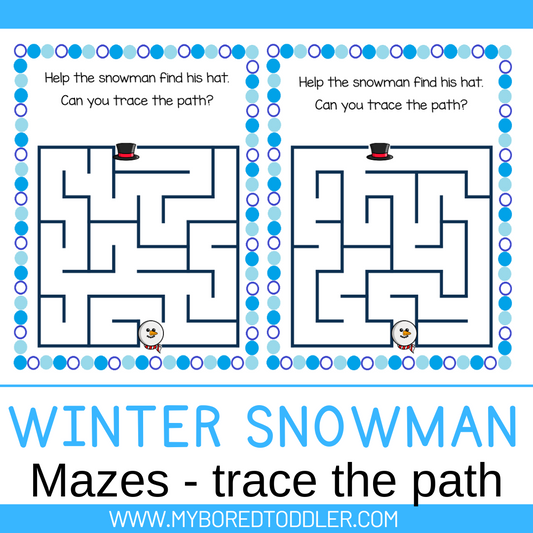 Winter Snowman Maze Tracing Cards