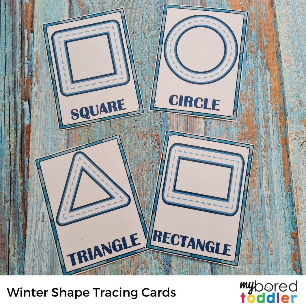 Winter Shapes Tracing Cards for Toddlers